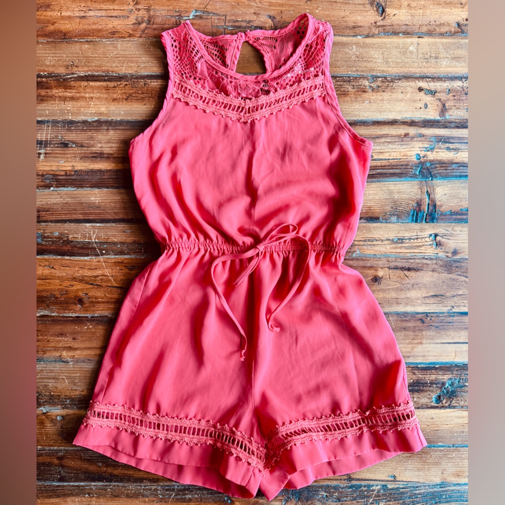 Kids Coral Sleeveless Romper